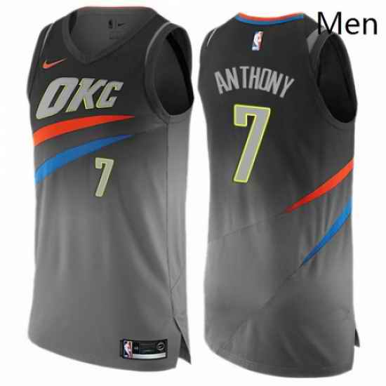Mens Nike Oklahoma City Thunder 7 Carmelo Anthony Authentic Gray NBA Jersey City Edition
